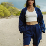 Fleece Mid-Rise Oversized Short 7" - Denim