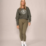 Cropped Rose Sweatshirt - Moss