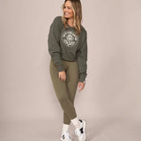 Cropped Rose Sweatshirt - Moss