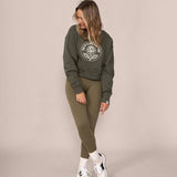 Cropped Rose Sweatshirt - Moss