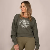 Cropped Rose Sweatshirt - Moss