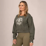 Cropped Rose Sweatshirt - Moss