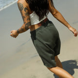 Fleece Mid-Rise Oversized Short 7" -  Moss