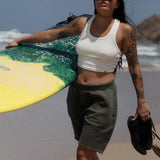 Fleece Mid-Rise Oversized Short 7" -  Moss