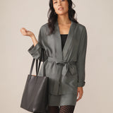 Eco Twill Blazer Kimono in Stormy Green