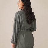 Eco Twill Blazer Kimono in Stormy Green