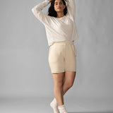 Fleece Mid-Rise Oversized Short 7" - Natural