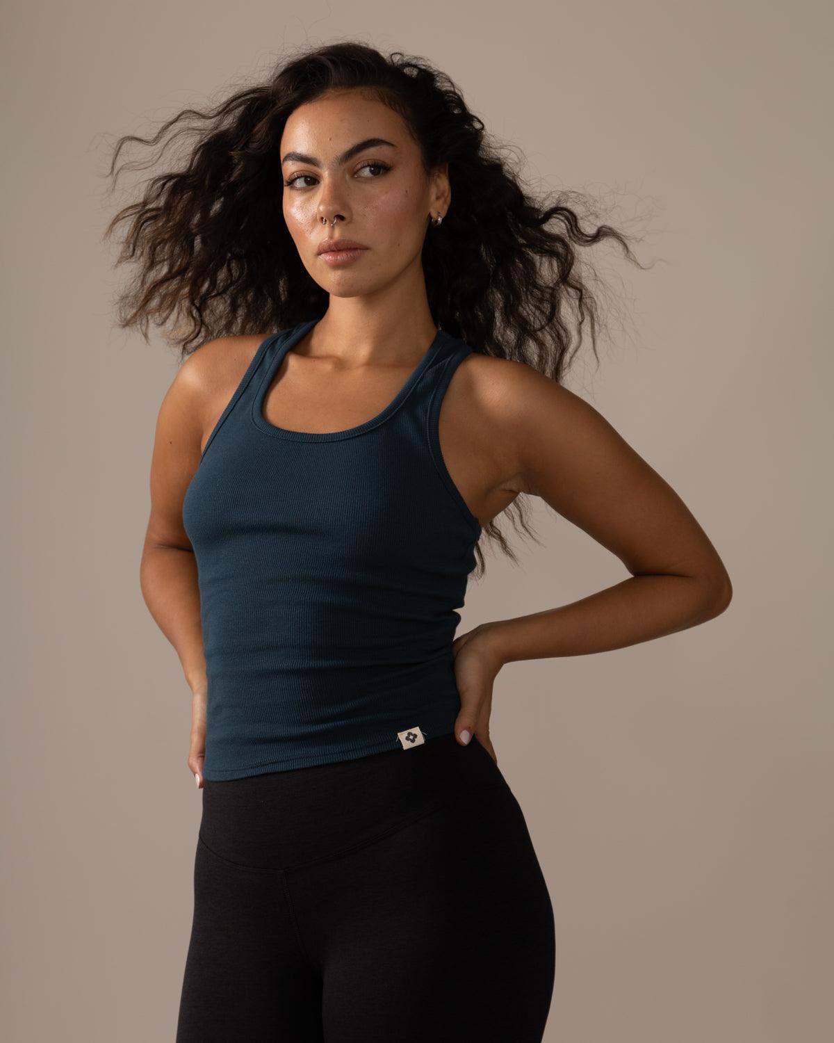 Rose Boreal - Tank Top - Long Mile-End Tank Top - Blue Lagoon