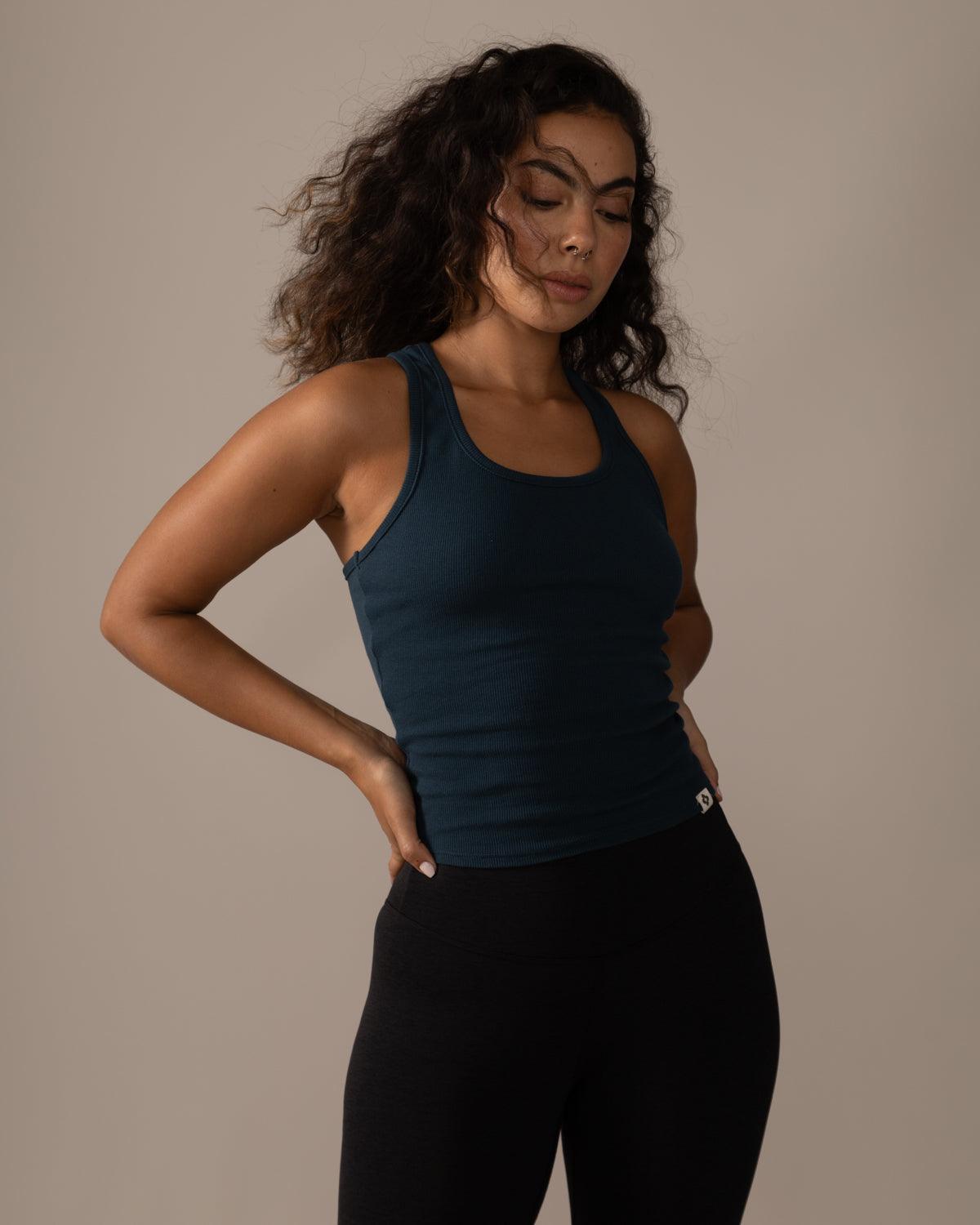 Rose Boreal - Tank Top - Long Mile-End Tank Top - Blue Lagoon
