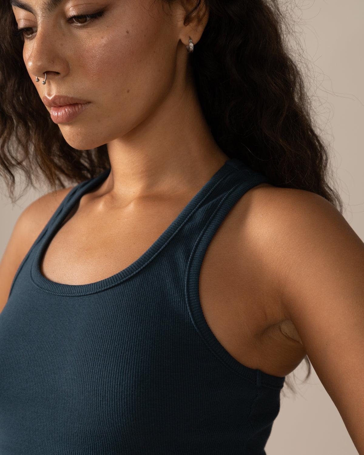 Rose Boreal - Tank Top - Long Mile-End Tank Top - Blue Lagoon