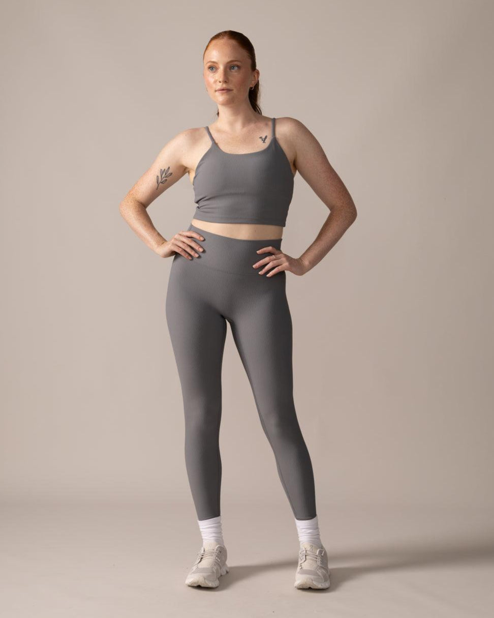 Rose Boreal - Bra - North Star Rib Soft Compression Sports Bra - Stone Grey