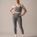 Rose Boreal - Bra - North Star Rib Soft Compression Sports Bra - Stone Grey