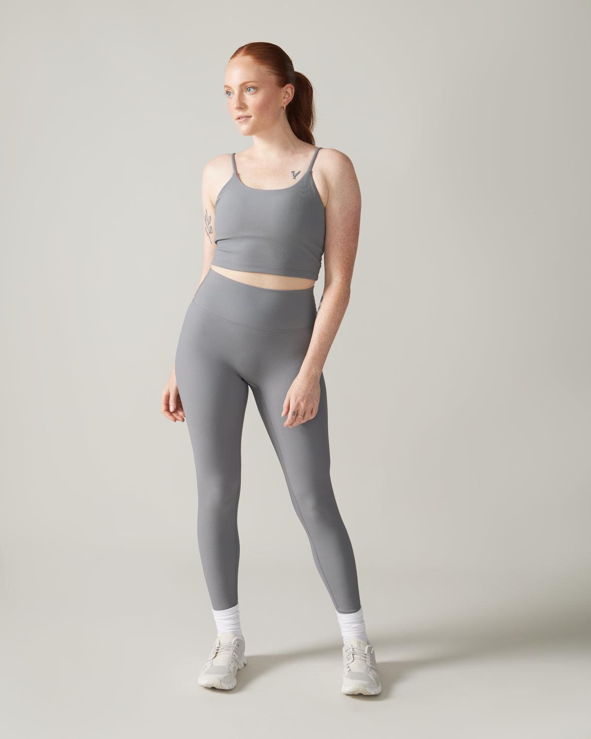 Rose Boreal - Bra - North Star Rib Soft Compression Sports Bra - Stone Grey