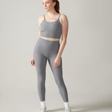 Rose Boreal - Bra - North Star Rib Soft Compression Sports Bra - Stone Grey