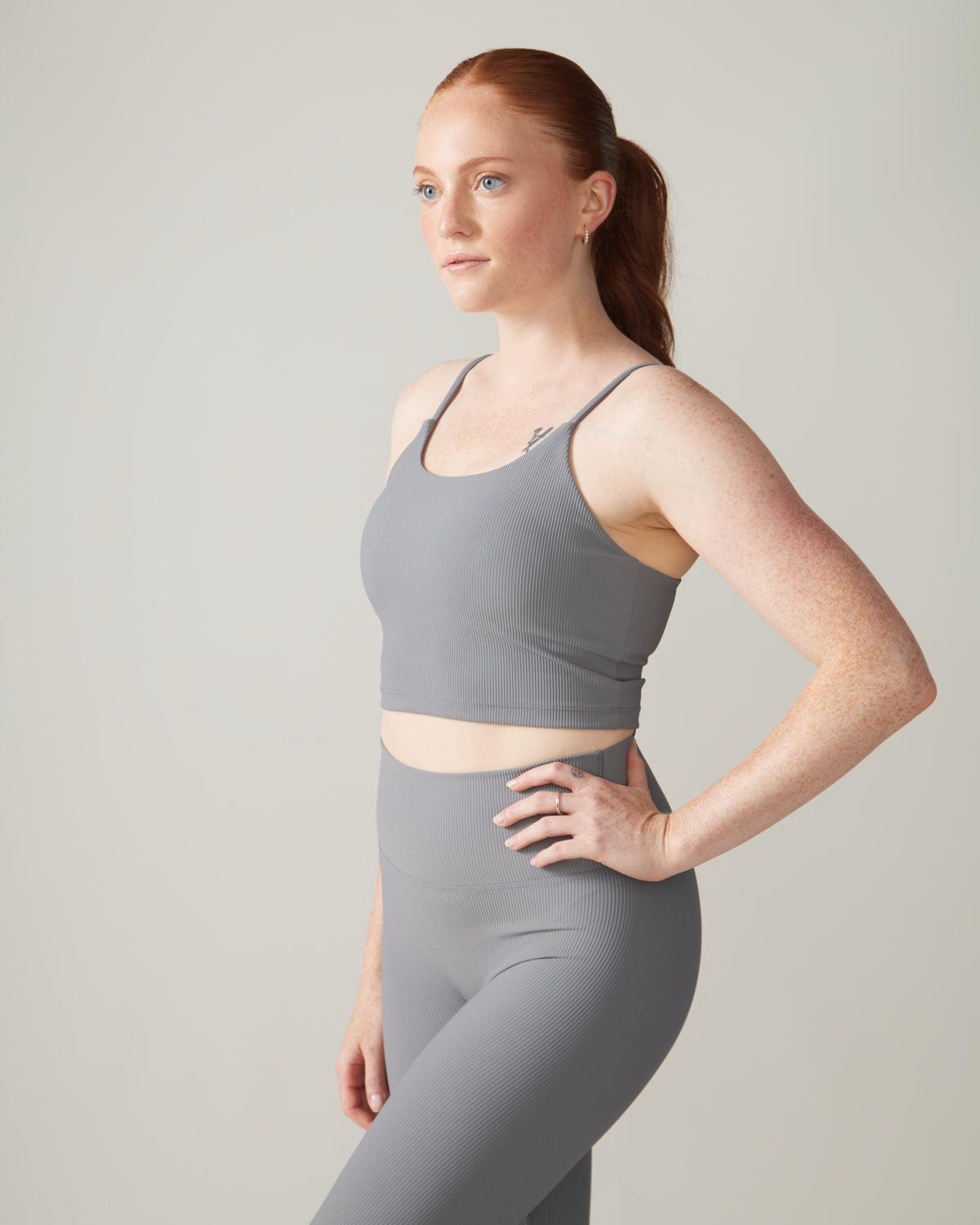Rose Boreal - Bra - North Star Rib Soft Compression Sports Bra - Stone Grey