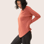 Rose Boreal - Top - Cozy Long Sleeve Shirt - Coral
