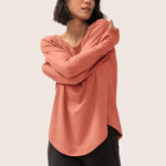 Rose Boreal - Top - Cozy Long Sleeve Shirt - Coral