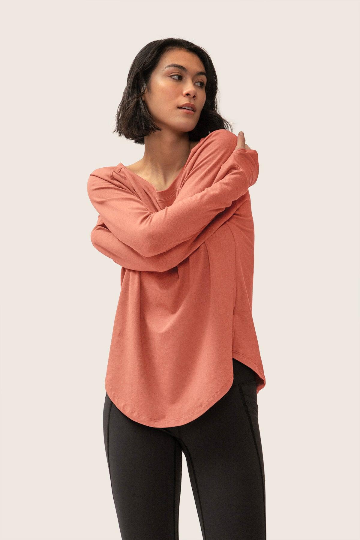 Rose Boreal - Top - Cozy Long Sleeve Shirt - Coral