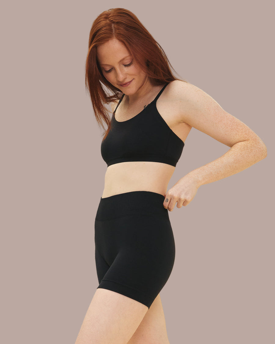 Seamless black under shorts sustainable comfort breathable