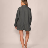 Eco Twill Blazer Kimono in Stormy Green
