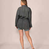 Eco Twill Blazer Kimono in Stormy Green