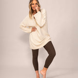 Bouclé Knit Long Sweater in Almond