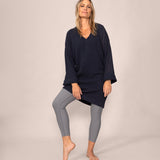 Bouclé Knit Long Sweater in Midnight Blue