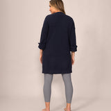 Bouclé Knit Long Sweater in Midnight Blue