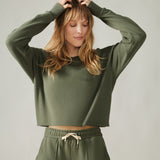 More Love Long Crop Sweatshirt - Moss