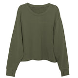 More Love Long Crop Sweatshirt - Moss