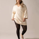 Bouclé Knit Long Sweater in Almond