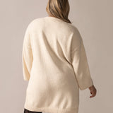 Bouclé Knit Long Sweater in Almond