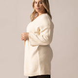 Bouclé Knit Long Sweater in Almond