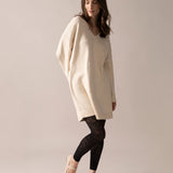 Bouclé Knit Long Sweater in Almond