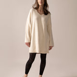 Bouclé Knit Long Sweater in Almond