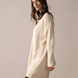 Bouclé Knit Long Sweater in Almond
