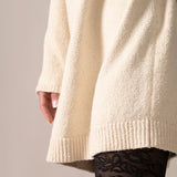 Bouclé Knit Long Sweater in Almond
