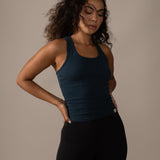 Rose Boreal - Tank Top - Long Mile-End Tank Top - Blue Lagoon