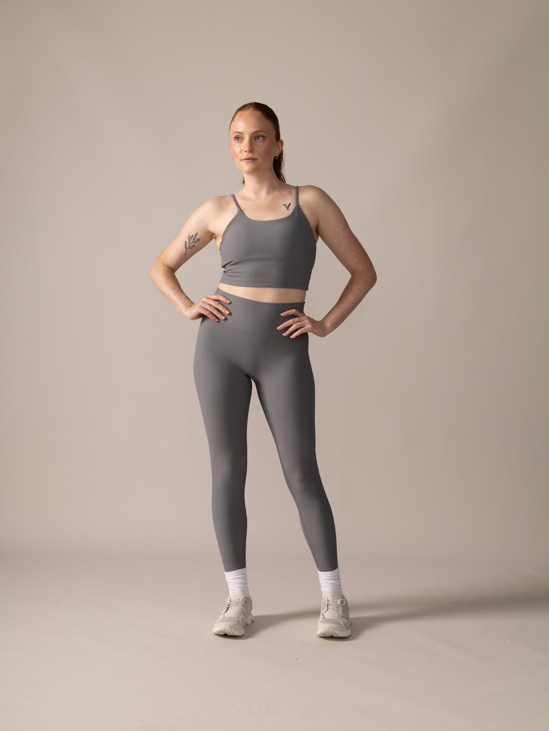 Rose Boreal - Bra - North Star Rib Soft Compression Sports Bra - Stone Grey