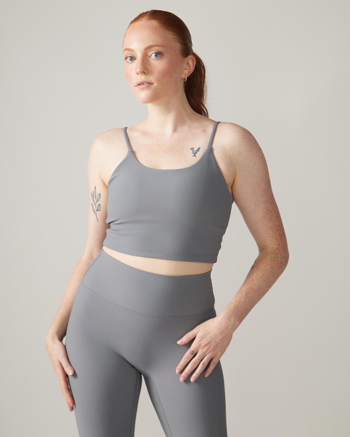 Rose Boreal - Bra - North Star Rib Soft Compression Sports Bra - Stone Grey