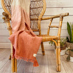 Rose Boreal - Blanket - Crinkled Linen Dip-Dye Throw Blanket