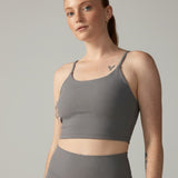 North Star Rib Soft Compression Sports Bra - Stone Grey