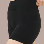 A person wearing black seamless undershorts. Megan is 5'8" and wears a size M.
